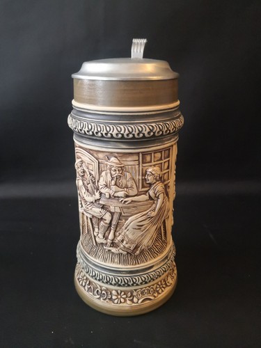 Gerz bierkrug mit - gerz, zinndeckel