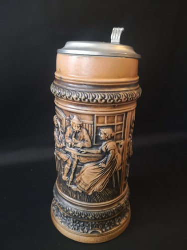 Gerz bierkrug mit zinndeckel - gerz,